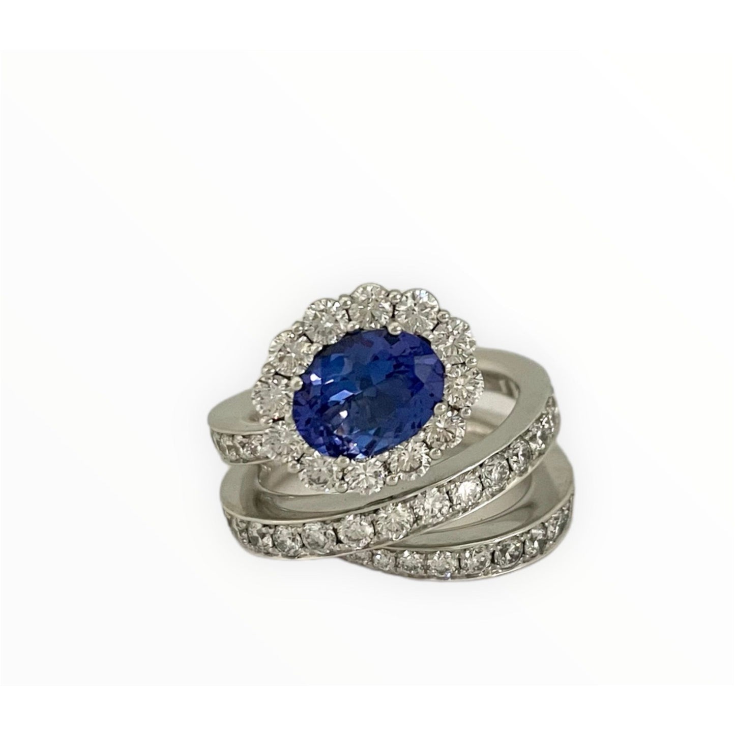 ANELLO INTRECCIO IN ORO BIANCO, DIAMANTI E TANZANITE GIORGIO VISCONTI AB17121T