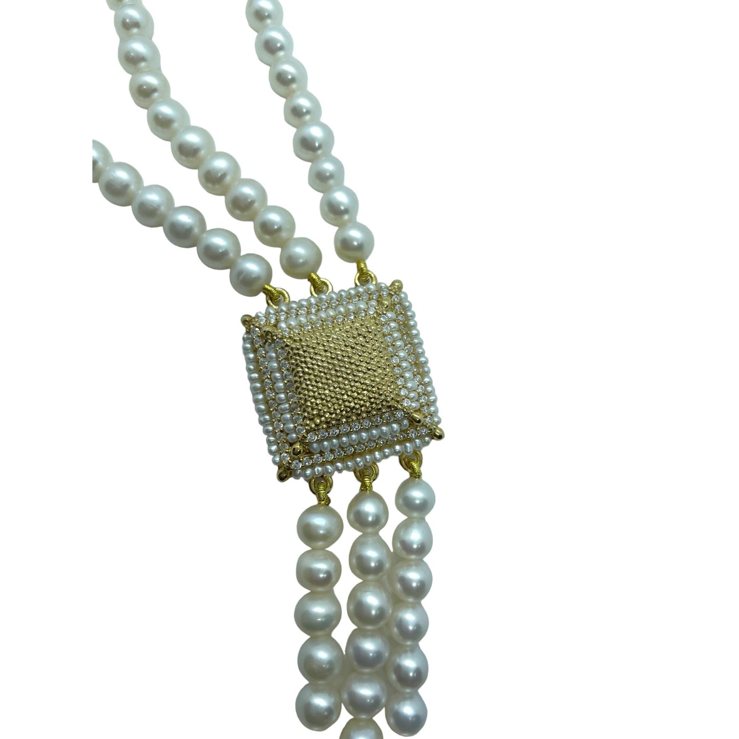 Collana a tre fili di perle in argento Idea Coral - Soara