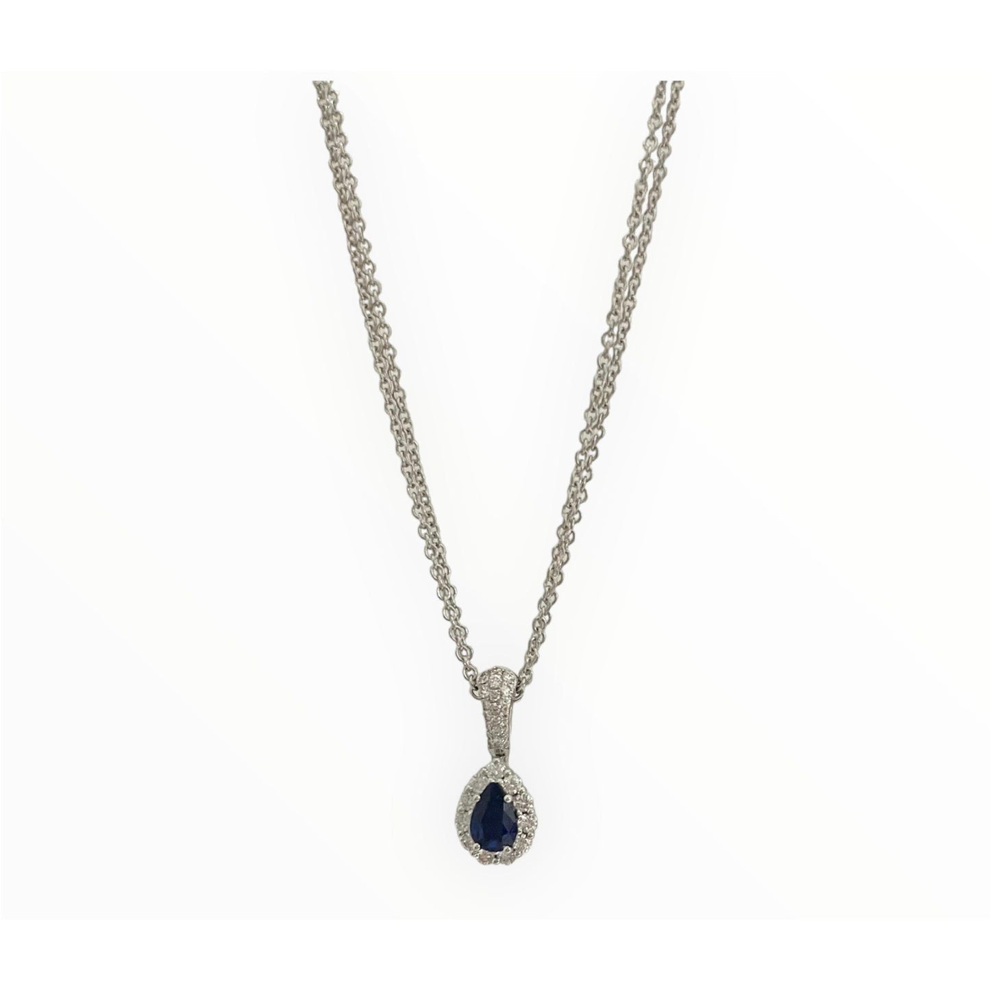 Girocollo a Goccia in oro bianco diamanti e zaffiro Giorgio ViscontiGB39640BZ