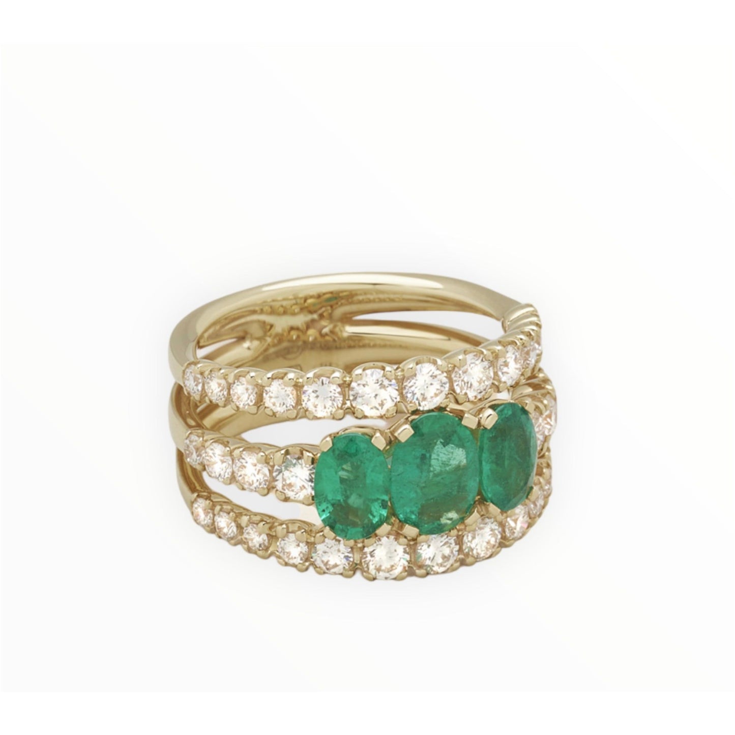 ANELLO FASCIA TRILOGY IN ORO ROSA, DIAMANTI E SMERALDI GIORGIO VISCONTI AR16975BS