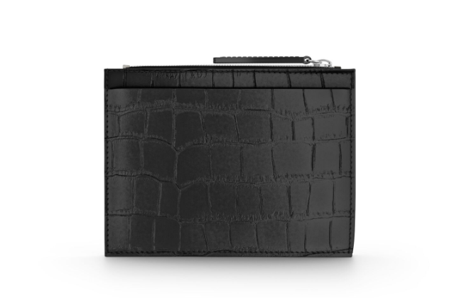 Portacarte con zip pelle Croco nera Giovanni Raspini L0023