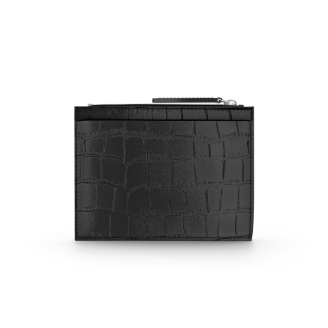 Portacarte con zip pelle Croco nera Giovanni Raspini L0023