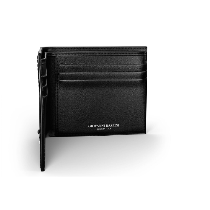 Portafoglio pelle croco nera Giovanni Raspini L0024