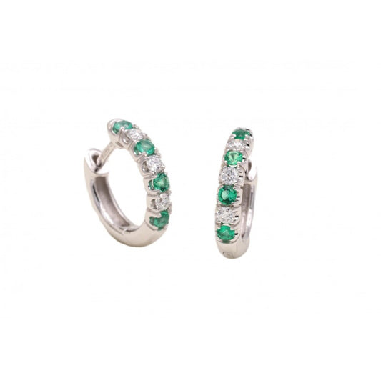 Orecchini a cerchio in oro bianco con smeraldi e diamanti Giorgio Visconti  BBX37993S