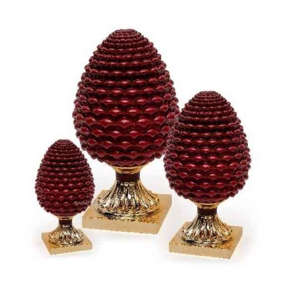 Pigna In Resina Rossa E Argento Placcato Oro Altezza 15 Cm Sequenze PG0125/1