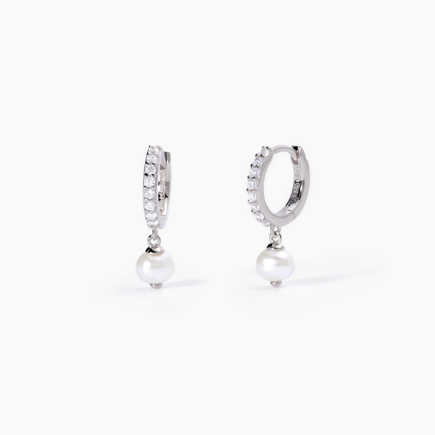 Silver hoop earrings with cultured pearls WEDDING INVITATION 563571