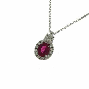 Light Slate Gray COLLANA IN ORO BIANCO CON RUBINO E DIAMANTI MIRCO VISCONTI AB851/R