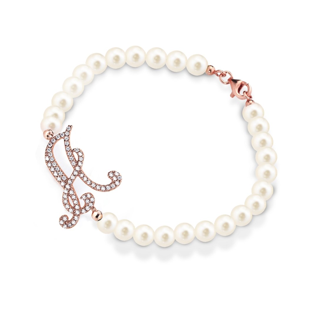 Beige Bracciale Con Lettera Personalizzabile A BRDV 006-1