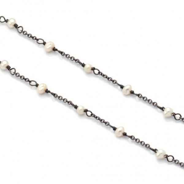 Collana Cameo Italiano in argento brunito con perle CCP60-N