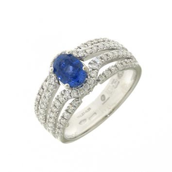 Anello in oro bianco con Zaffiro e Diamanti in oro bianco Mirco Visconti CP515/Z