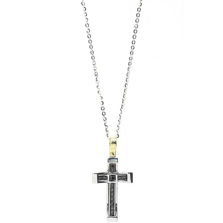 Dark Slate Gray Collana Zancan con croce in oro da uomo EC587BR