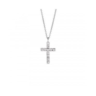 GIROCOLLO UOMO CON CROCE RECARLO IN ORO BIANCO, DIAMANTI P39CR882/018