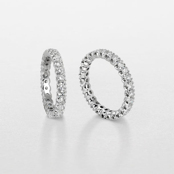 Anello fedina a giro in oro bianco e diamanti AB10030A Giorgio Visconti