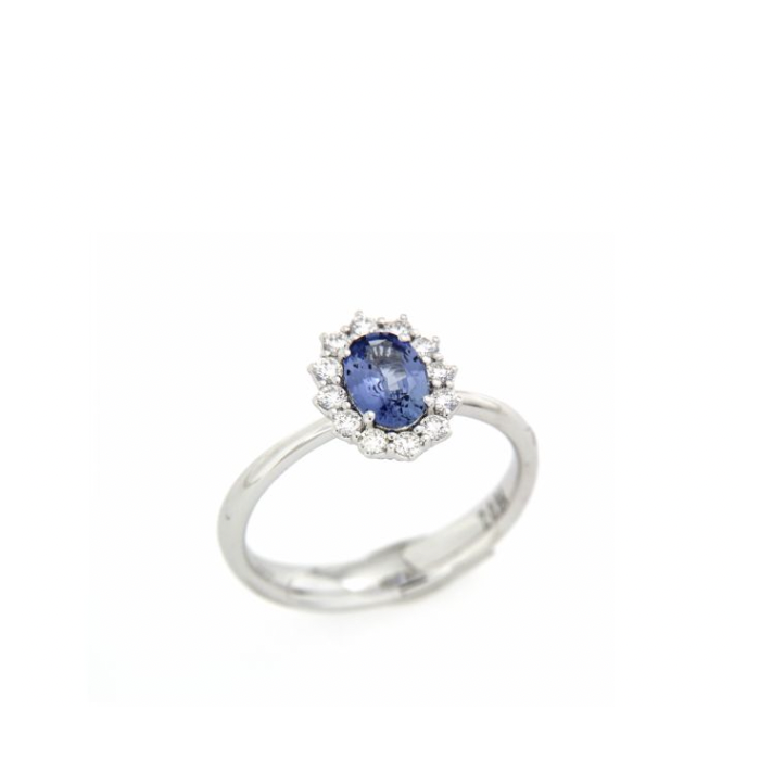 Anello Recarlo in oro bianco diamanti e zaffiro R79CC001/ZB045