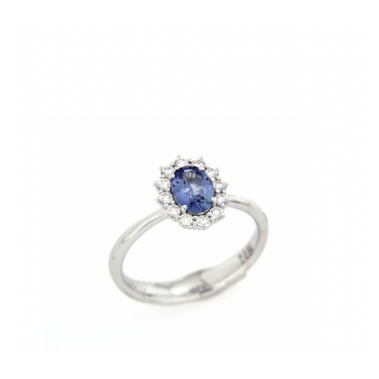 Anello Recarlo in oro bianco diamanti e zaffiro R79CC001/ZB045