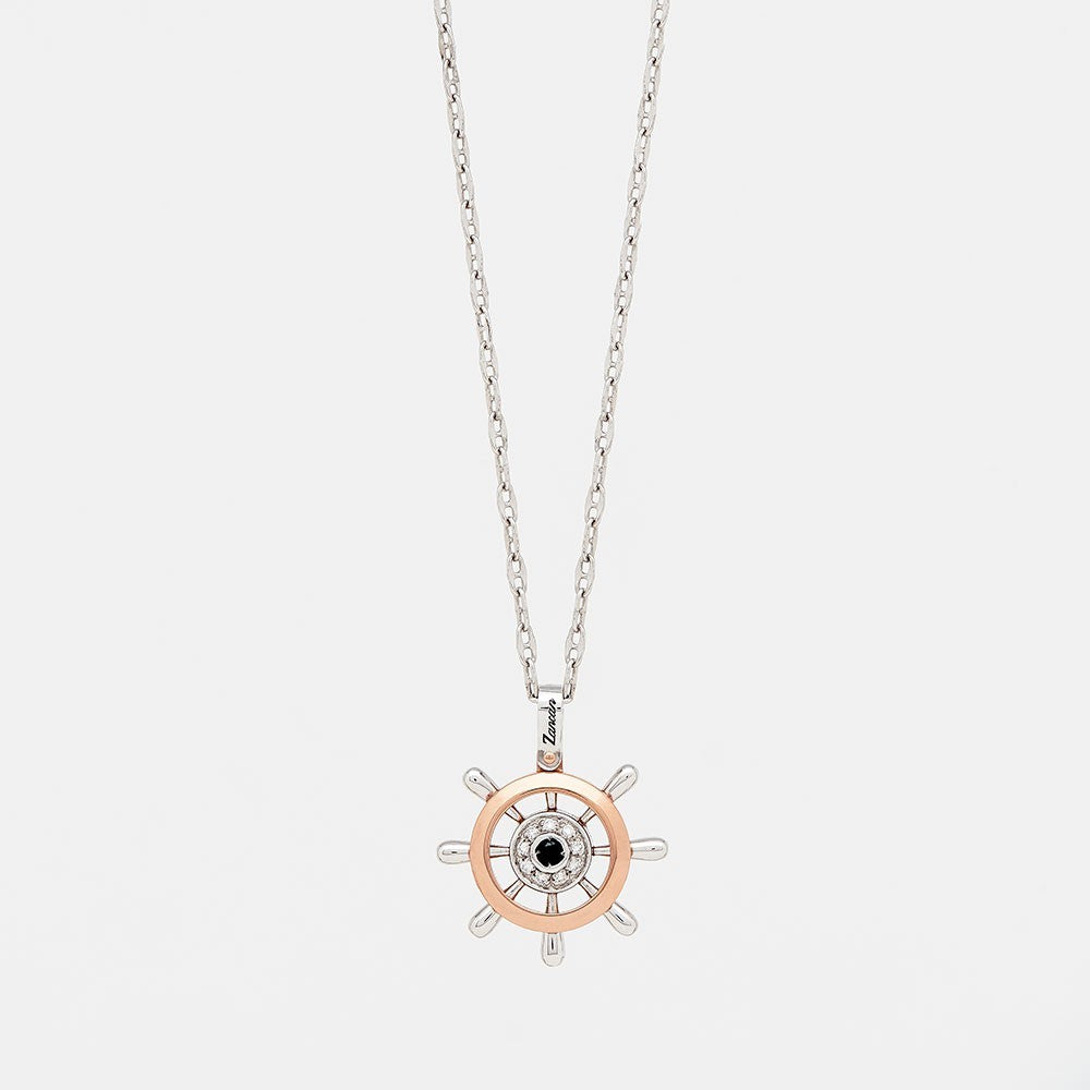 White Smoke Collana Zancan in oro con pendente timone e diamanti EC297RB