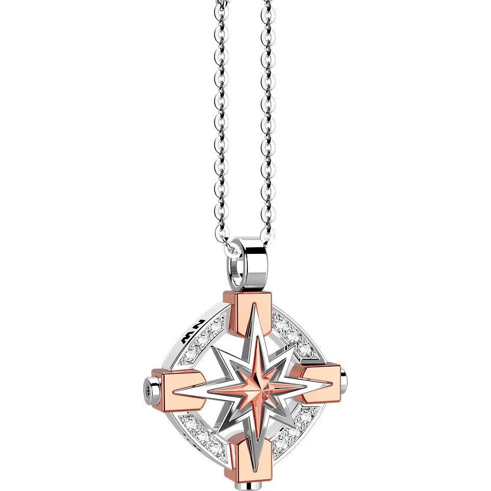 Light Gray ZANCAN Girocollo con Rosa dei Venti in Oro e Diamanti EC667BR