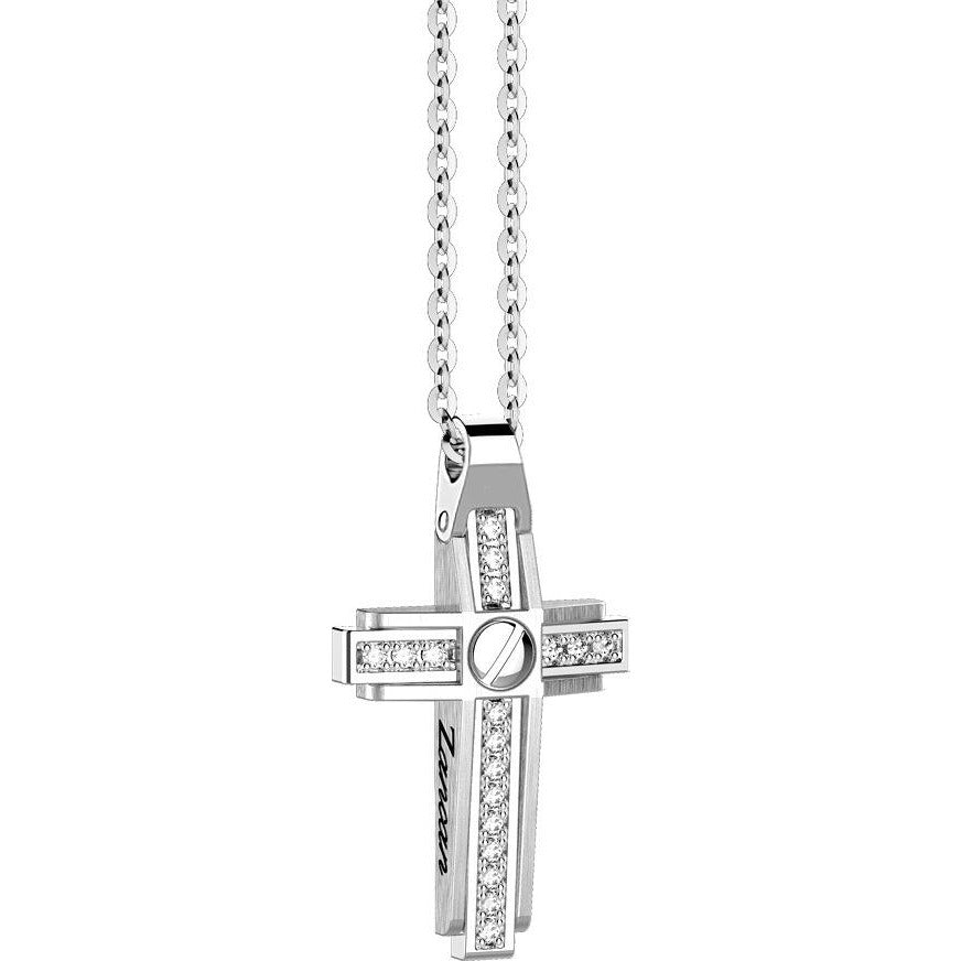 Light Gray Collana Zancan con croce in oro da uomo Ref: EC754B