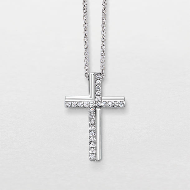 Lavender GIROCOLLO CON CROCE IN ORO BIANCO E DIAMANTI GBX36086 GIORGIO VISCONTI