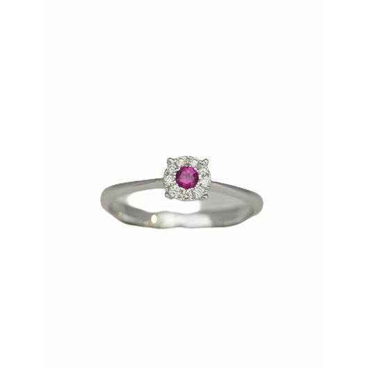 Anello in oro bianco diamanti e rubino Giorgio Visconti ABX15239R