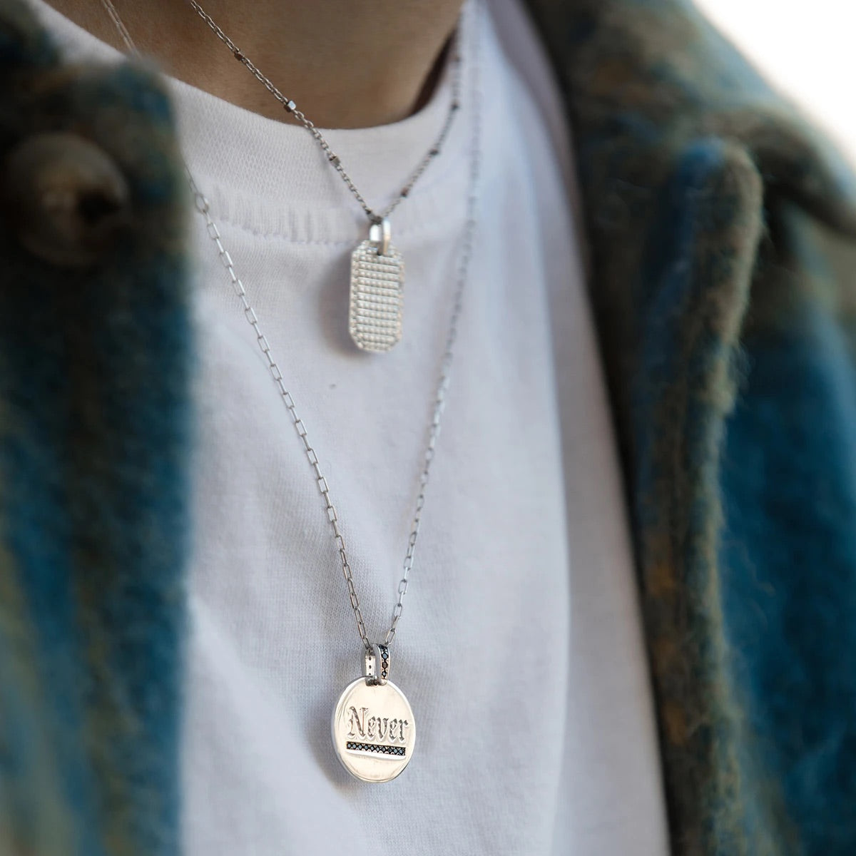 Dark Slate Gray GIROCOLLO MEDAGLIA DOUBLEFACE NOW OR NEVER - CATENA MAGLIA ALLUNGATA SOTTILE RUE DES MILLE