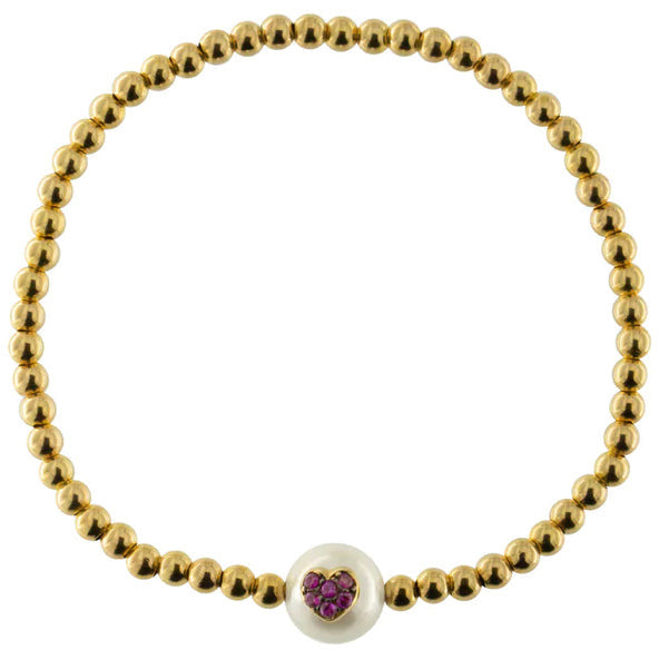 Dark Khaki BRACCIALE ELASTICO SFERE E PERLA - GALACTICA RUE DES MILLE