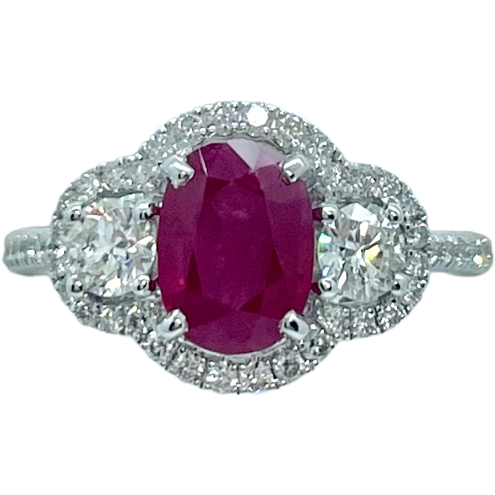 Anello in oro con diamanti e rubino Crivelli