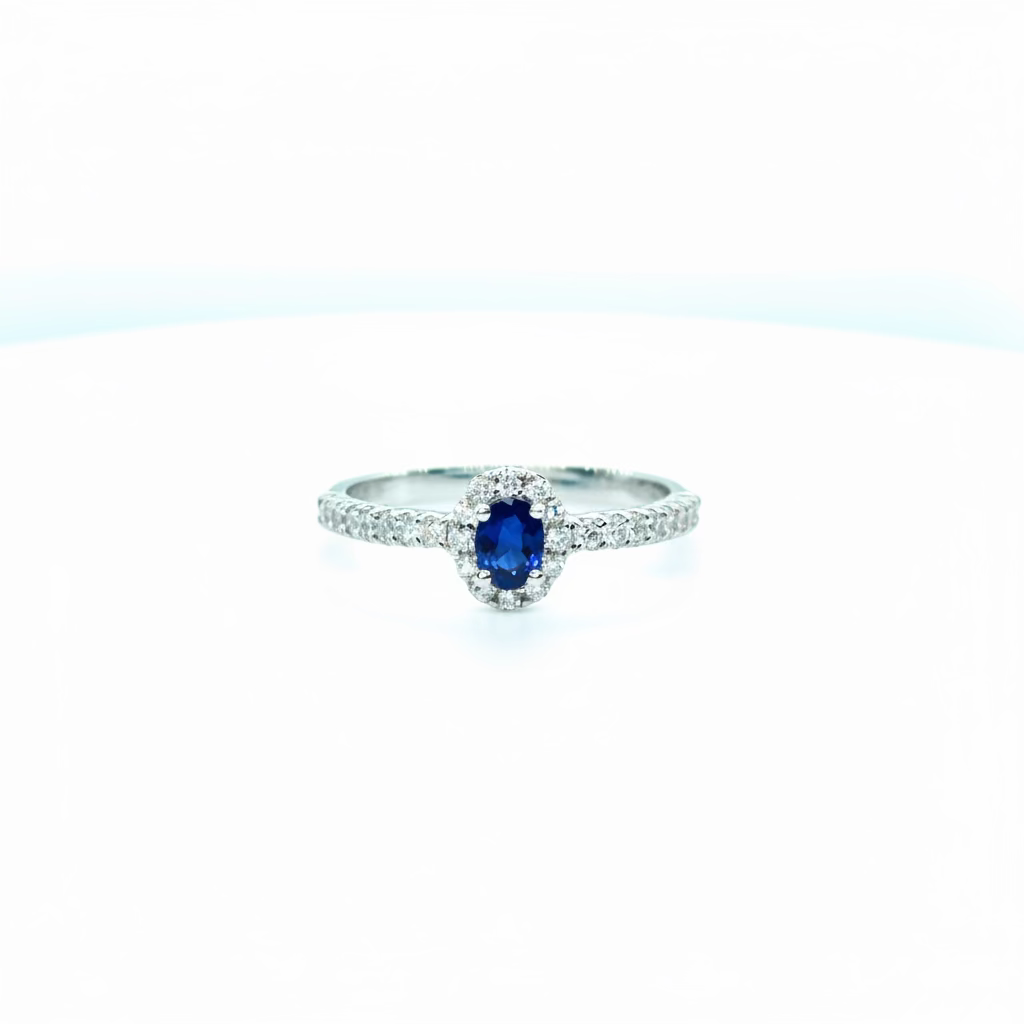 Anello in oro bianco diamanti e zaffiro Giorgio Visconti AB16796z