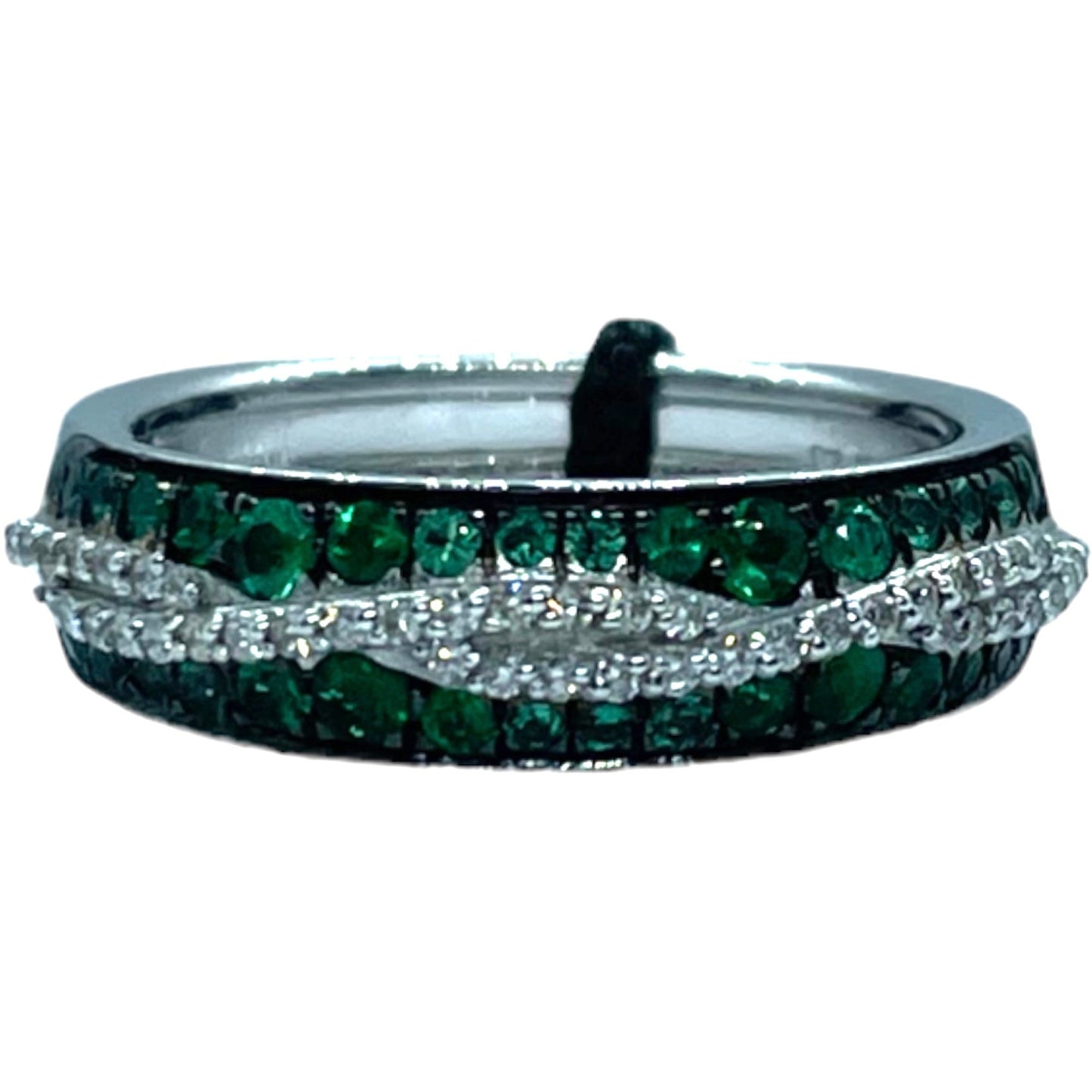 ANELLO A FASCIA RECARLO IN ORO DIAMANTI E SMERALDI XE396/BSME