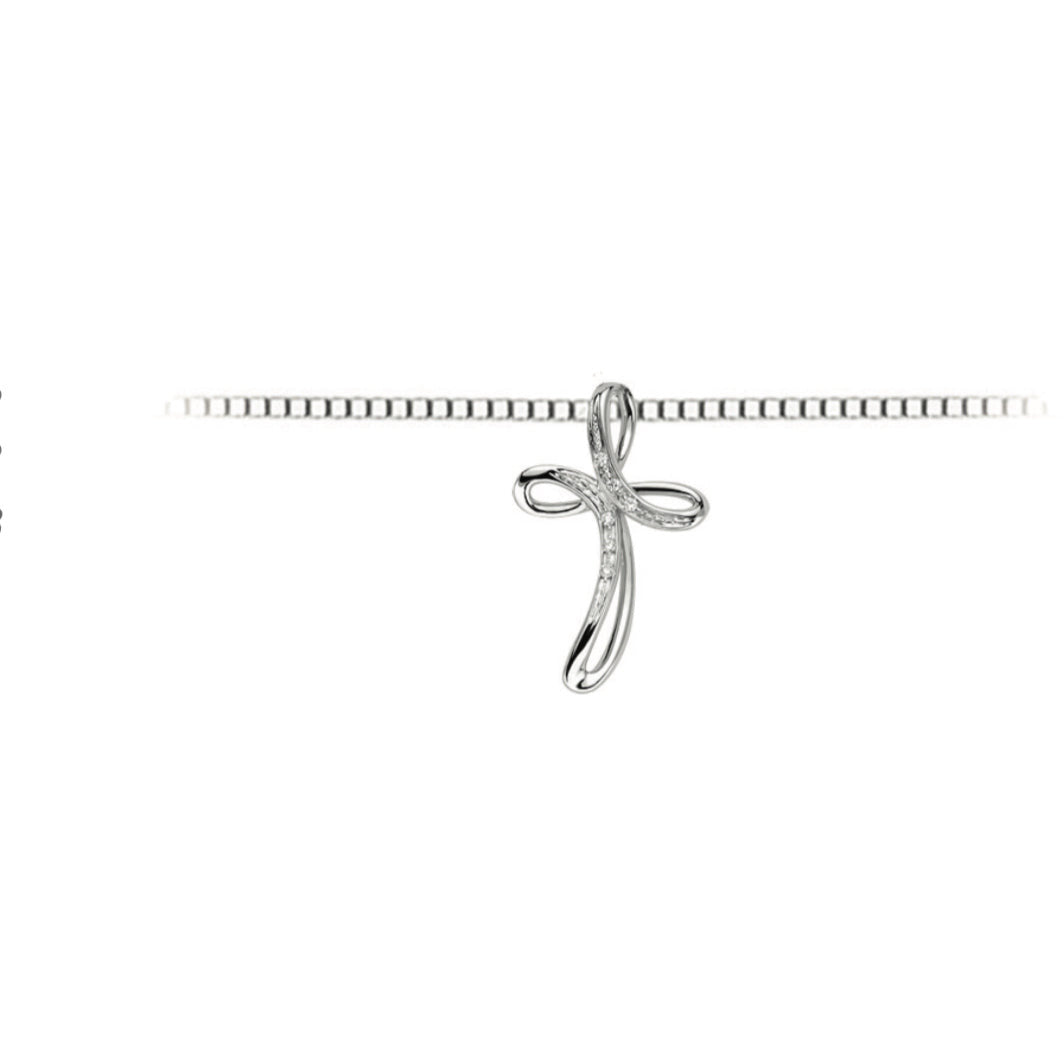 Light Gray Collana con croce in oro bianco e Brillanti DHPF7368.002 DonnaOro