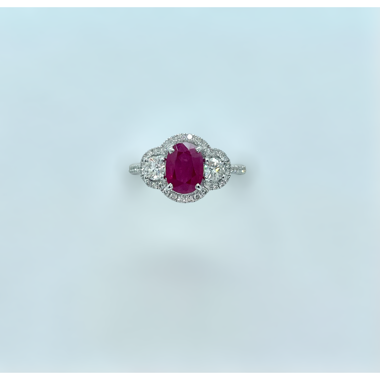 Anello in oro con diamanti e rubino Crivelli