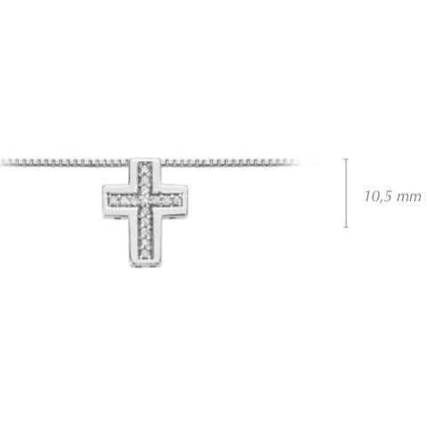 Collana con croce in oro bianco e diamanti Donnaoro