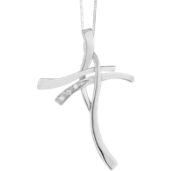 Light Gray Croce Stilizzata da donna in oro bianco 18 kt e diamanti CRD1149