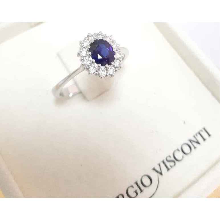 Anello in oro bianco diamanti e zaffiro Giorgio Visconti AB13093AZ
