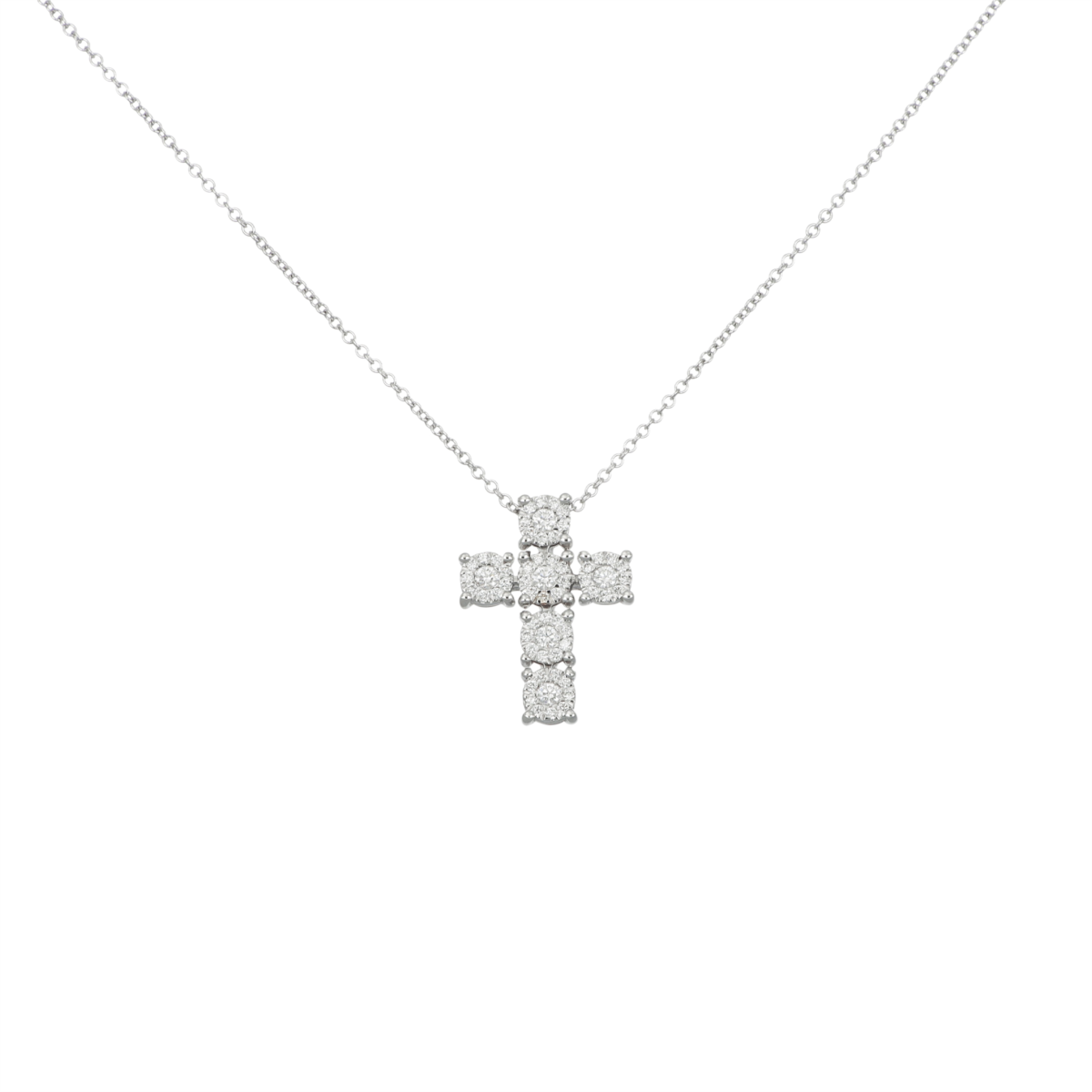 GIROCOLLO CROCE RECARLO NODO D'AMORE IN ORO BIANCO E DIAMANTI P04CR988/060-45