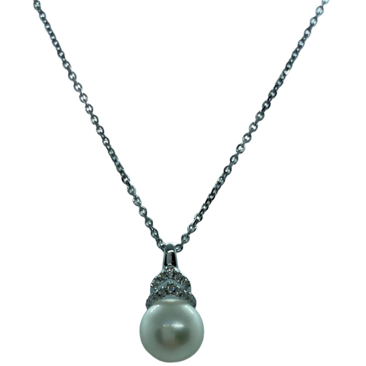 GIROCOLLO IN ORO BIANCO CON PERLA E DIAMANTI GBX37584 GIORGIO VISCONTI
