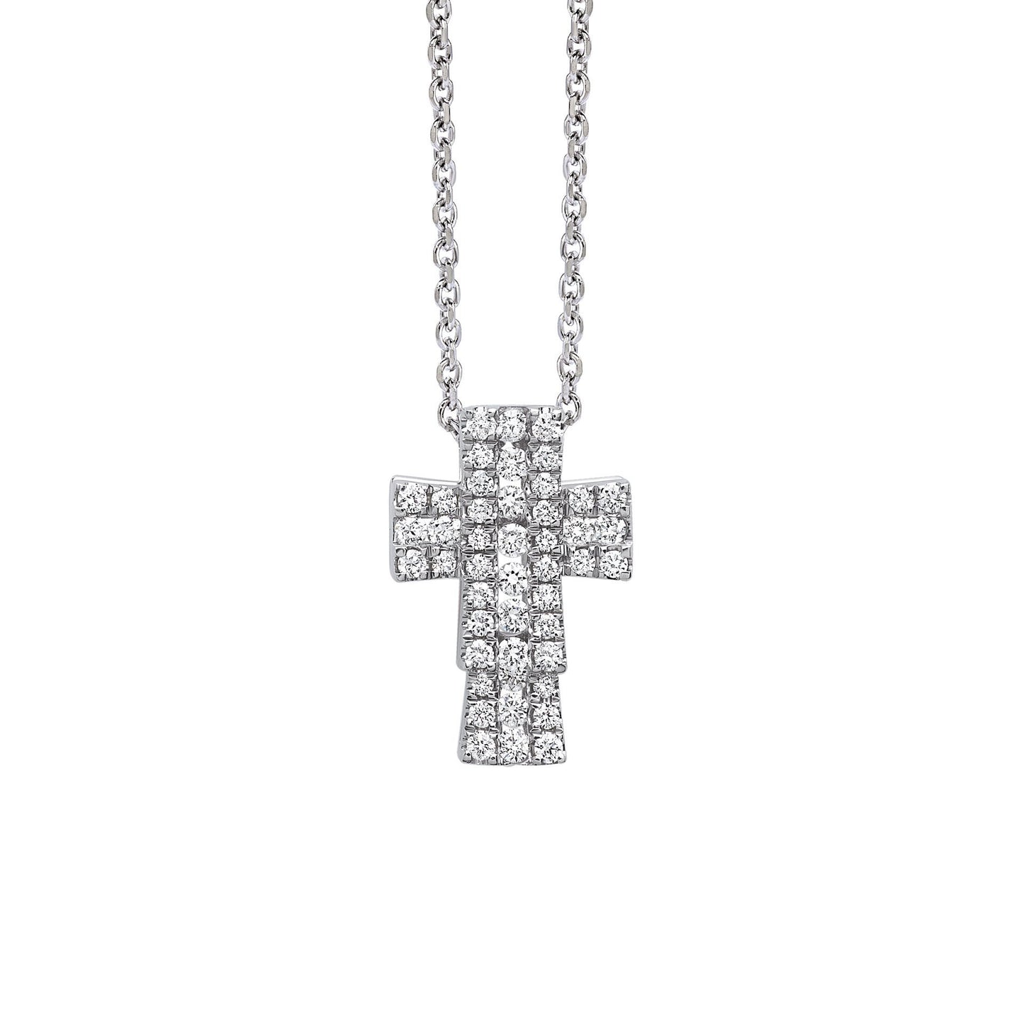 Light Gray GIROCOLLO CON CROCE IN ORO BIANCO E DIAMANTI GIORGIO VISCONTI GBX37830