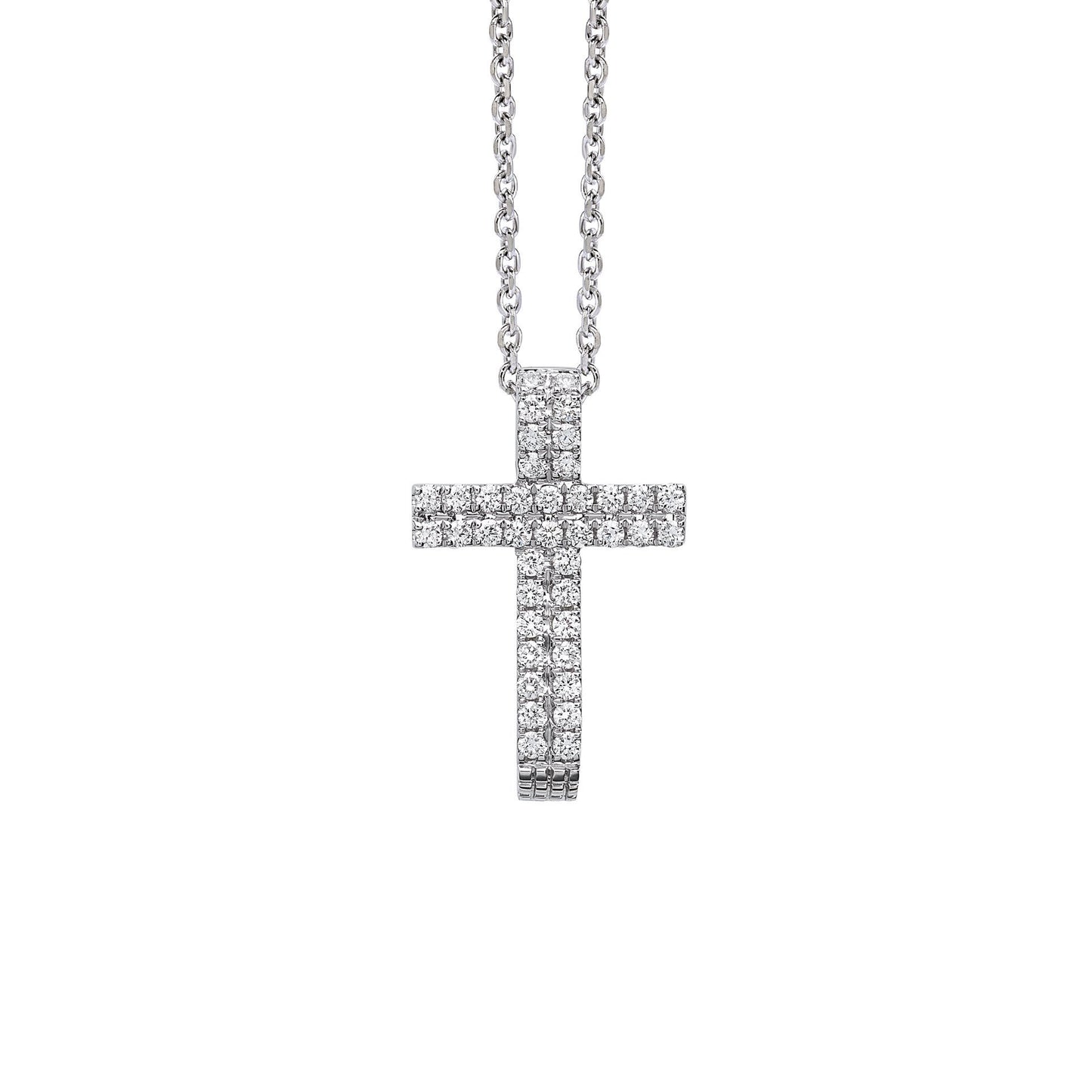 GIROCOLLO CON CROCE IN ORO BIANCO E DIAMANTI GIORGIO VISCONTI GBX38703 - Punto Gioielli
