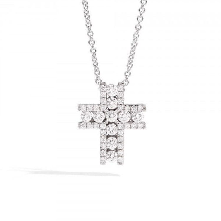 Light Gray GIROCOLLO CROCE RECARLO DECO' IN ORO BIANCO E DIAMANTI P10CR846/D-45