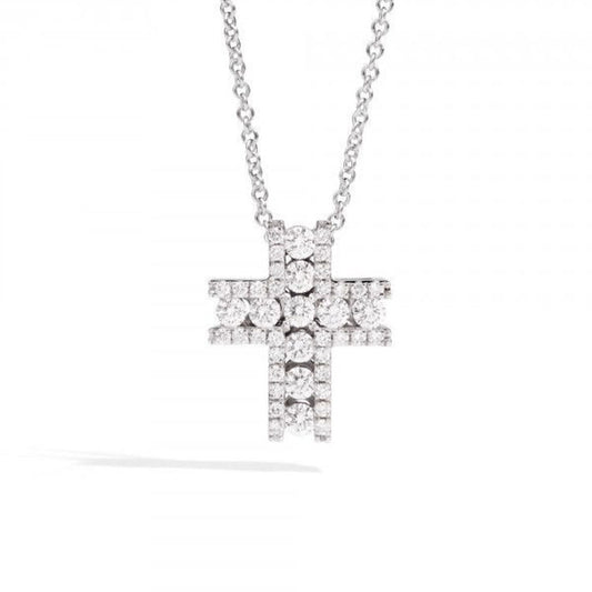 Light Gray GIROCOLLO CROCE RECARLO DECO' IN ORO BIANCO E DIAMANTI P10CR846/D-45