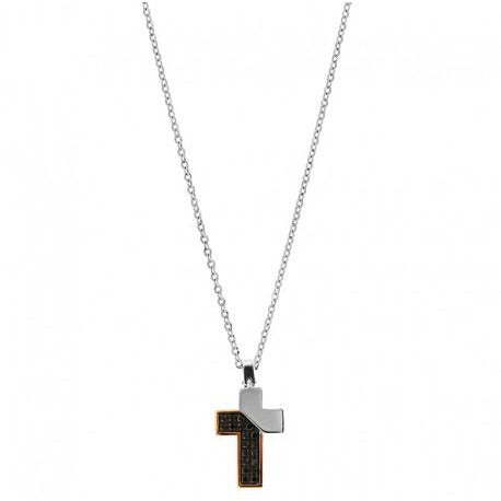 Light Gray Collana Zancan con croce in oro da uomo Ref: EC753BR