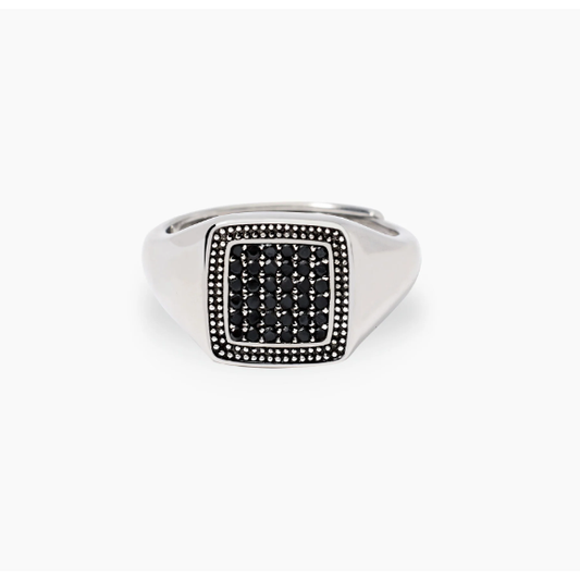 Anello chevalier con pavè nero PRIMO CAPITANO 523322 Mabina