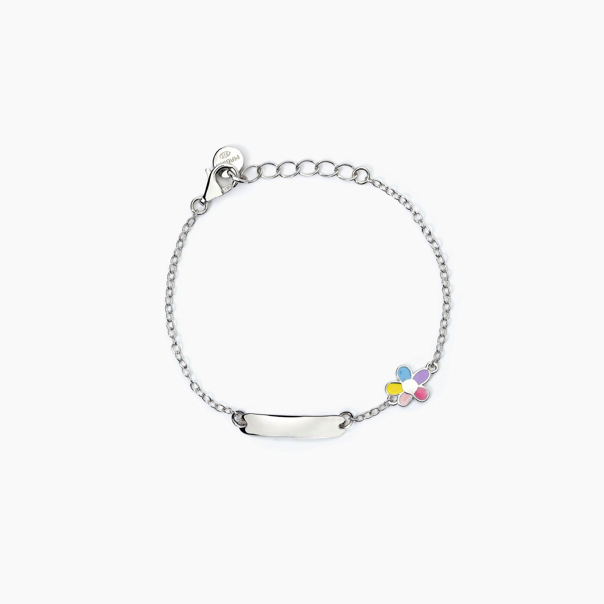 Bracciale personalizzabile in argento con fiorellino BLOOM Mabina Junior 533796