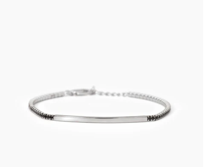 Bracciale in argento con piastra e zirconi neri GENTLEMAN Mabina 533817