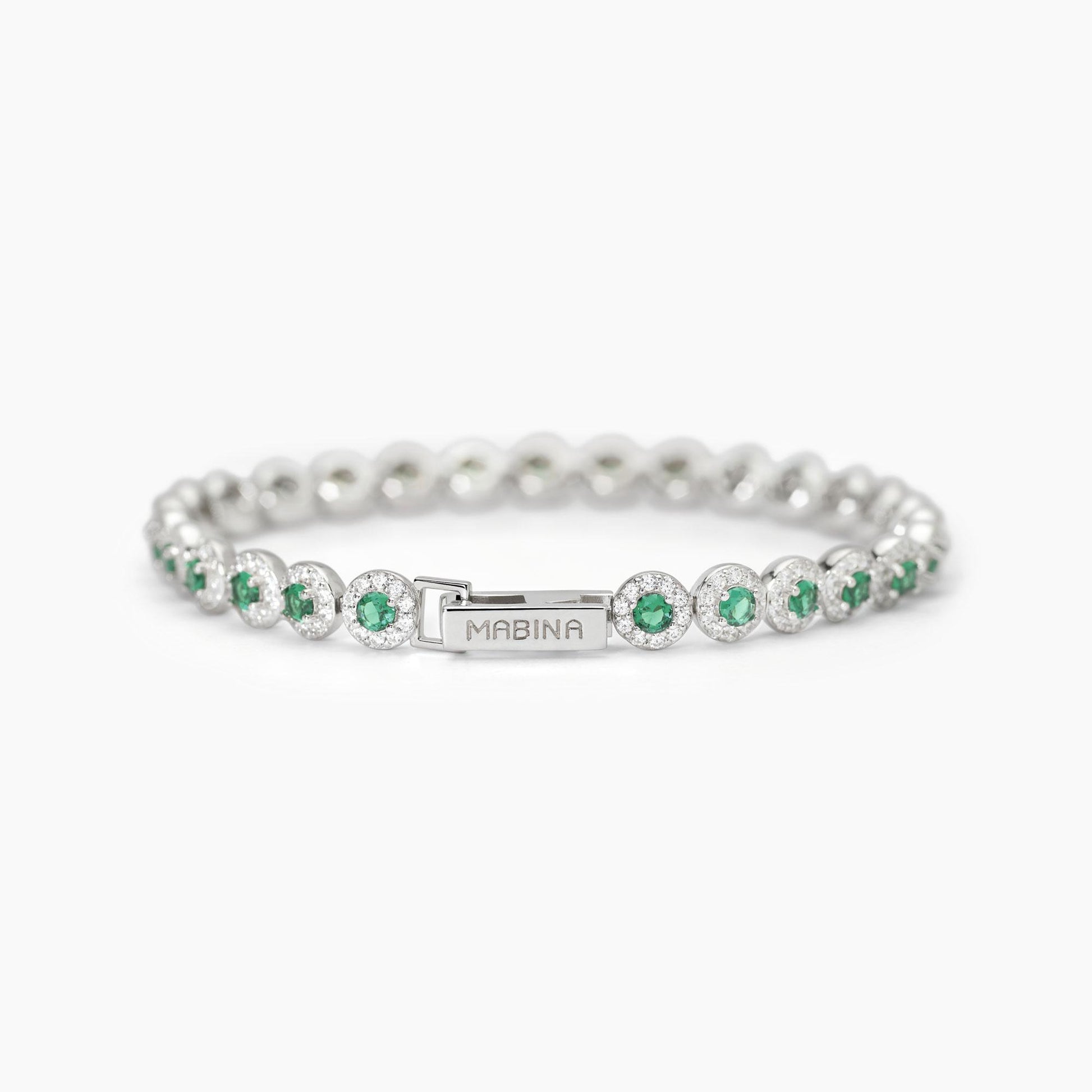 Bracciale tennis in argento con smeraldi sintetici MILANESIENNE MABINA 533824-17