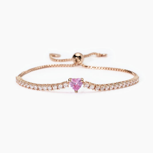 Bracciale in argento placcato oro rosa con tormalina sintetica ROUGE Mabina 533842