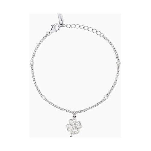 Bracciale in argento con catena e quadrifoglio BUONA FORTUNA Mabina 533890