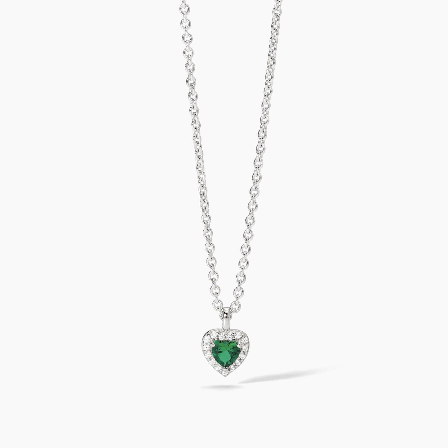 Girocollo in argento con smeraldo sintetico a forma di cuore LOVE AFFAIR 553667