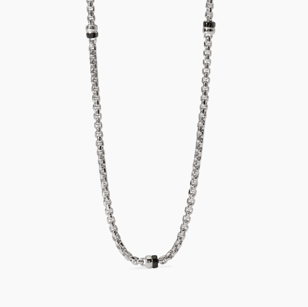 Collana da uomo in argento rodiato con catena veneta ed elementi bruniti MONTECARLO Mabina 553769