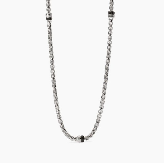 Collana da uomo in argento rodiato con catena veneta ed elementi bruniti MONTECARLO Mabina 553769